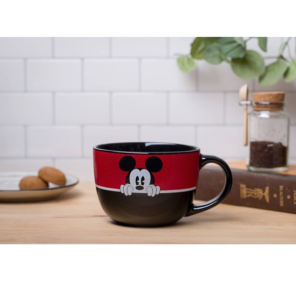 Disney Silver Buffalo Mickey Mouse Pie Eye Big Smile Ceramic Soup Mug, 24 Ounces - Picture 1 of 14